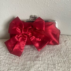 Elegant Red Satin Clutch with Bow